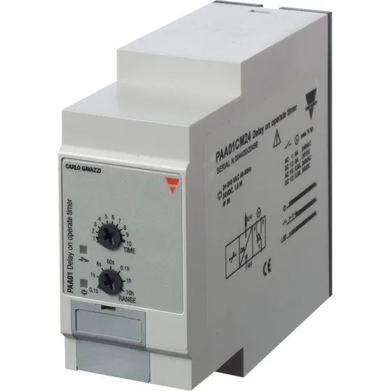 Tidsrelæ Forsinket indkobling 24VDC/24-240VAC 0,1s-100h 1-polet