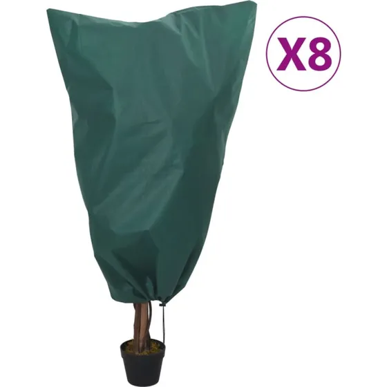 vidaXL Plantebeskyttelse med snore, 8 stk, 0,8x1 m, 70 g/m²