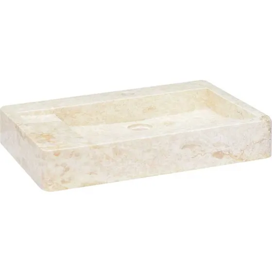 vidaXL Håndvask i marmor, cremefarvet - 58x39x10 cm