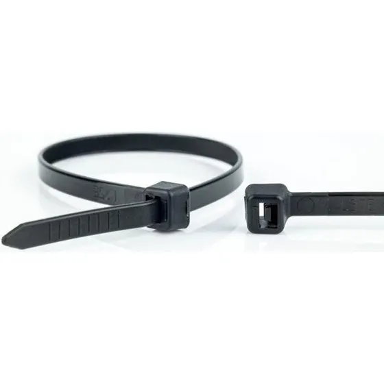 Genåbningsbar kabelstrip sort, 530 x 9 mm, 100 stk.