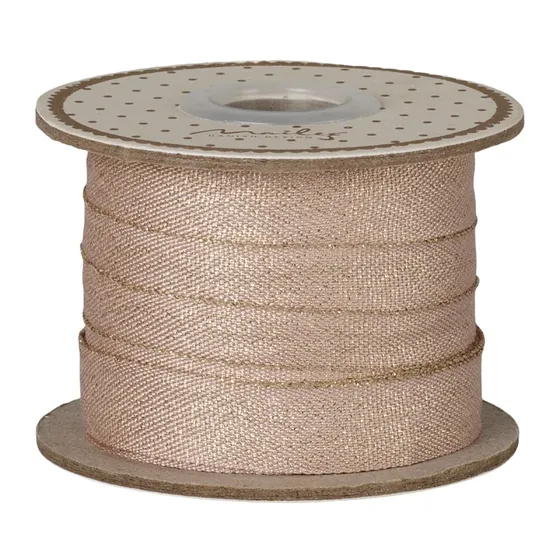 Maileg Bånd 13 mm lys rosa m/ guld glimmer - 10 mtr.