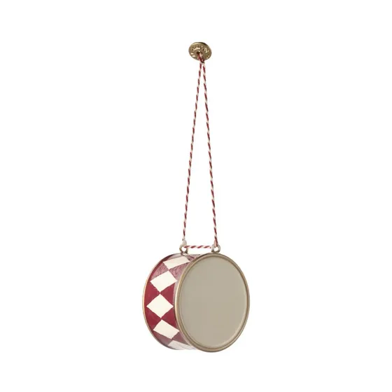 Maileg Tromme metalornament rød - Stor 5 cm