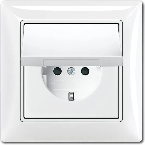 ABB Basic55 Schuko-stikkontakt mat hvid 16A IP44 med klaplåg