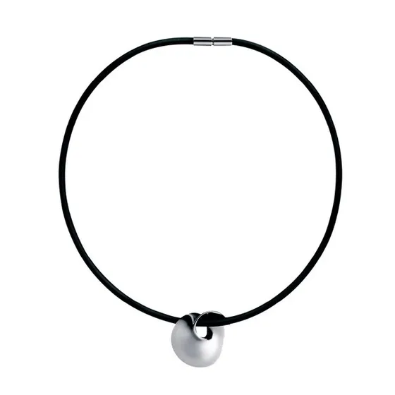 Georg Jensen MÖBIUS halskæde 42 cm – sterlingsølv & sort gummi