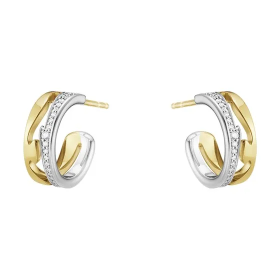 Georg Jensen Fusion creoler 18kt rød-/hvidguld med diamanter 13mm