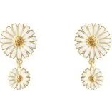 Georg Jensen Daisy dobbelt øreringe – forgyldt med hvid emalje