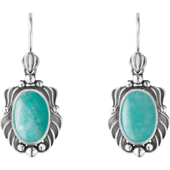 Georg Jensen Heritage 2025 øreringe i oxideret sølv med amazonit