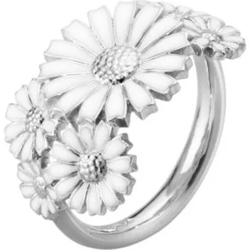 Georg Jensen Daisy ring i sterlingsølv med hvid emalje