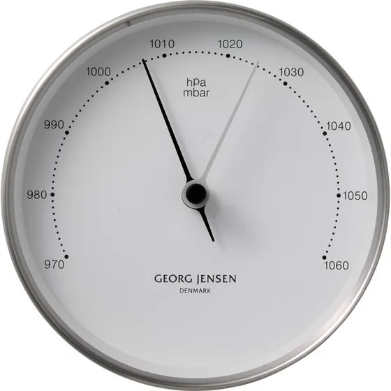 Georg Jensen Koppel barometer 10 cm, stål/hvid