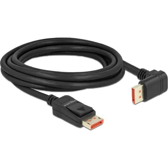 Delock DisplayPort kabel 3m 8K 60Hz 90° vinklet, sort