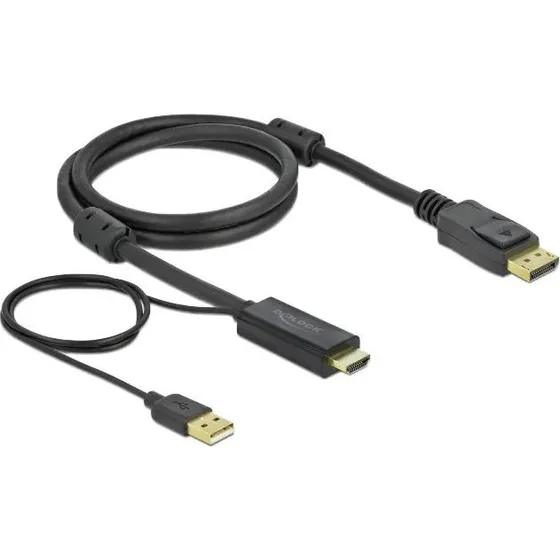 DeLOCK HDMI til DisplayPort kabel 4K 30Hz 1m Sort