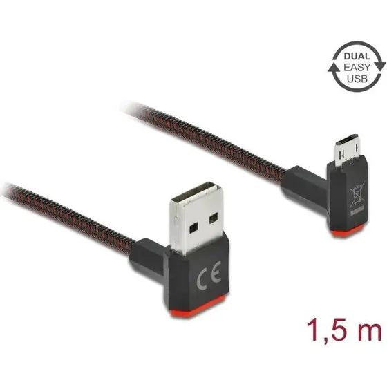 DeLOCK EASY-USB 2.0 Kabel: USB-A til Micro-B, 1.5m, Sort