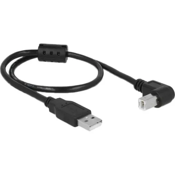 DeLOCK USB 2.0 Type-A til Type-B vinkelstik kabel, 0.5m, sort