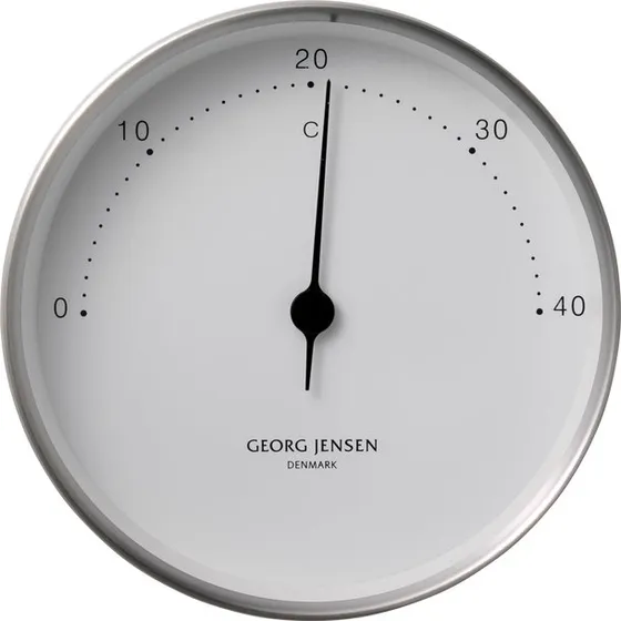 Georg Jensen Henning Koppel termometer Ø10 cm, stål/hvid