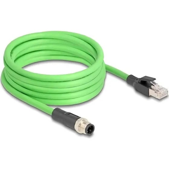 DELOCK M12 D-kodet til RJ45 Adapterkabel, 5m, Grøn