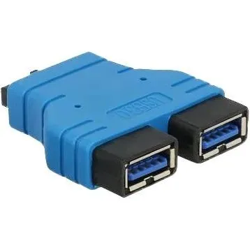 DeLOCK USB 3.0 Pin Header til 2x USB 3.0 Type-A Adapter, Sort