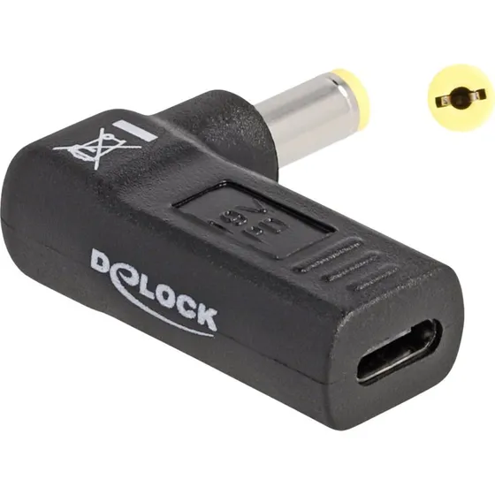 Delock USB-C til DC 5,5 x 1,7 mm Strømforsyningsadapter, Sort
