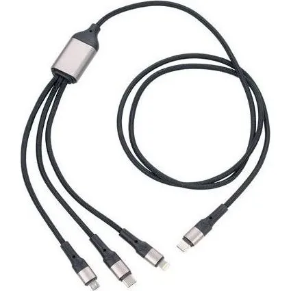 TROIKA DREIZACK PRO 1,2m USB-C til USB-C/Micro-USB/Lightning - Sort/Grå