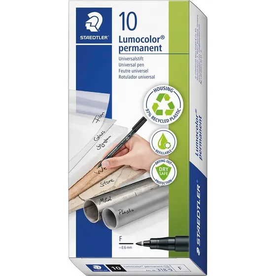Staedtler Lumocolor Permanent F 0,6 mm rød - 10 stk.