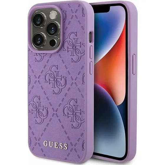 Guess Læderetui 4G Stamped til iPhone 15 Pro - Purple