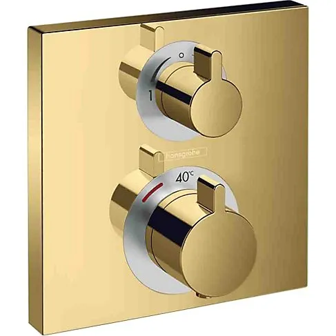 Hansgrohe Ecostat Square termostat til 2 udtag, Poleret guld