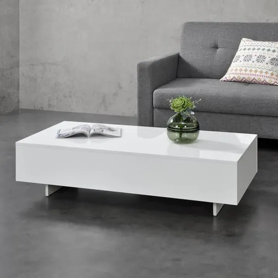[en.casa] ® Braunschweig Sofabord - Hvid Højglans - 115x55x31 cm