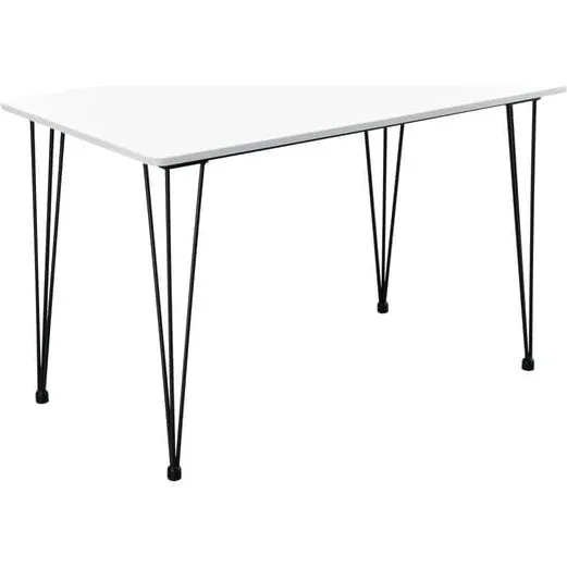 [en.casa]® Spisebord med hårnåle-ben - 120x70x75 cm - Hvid/Sort