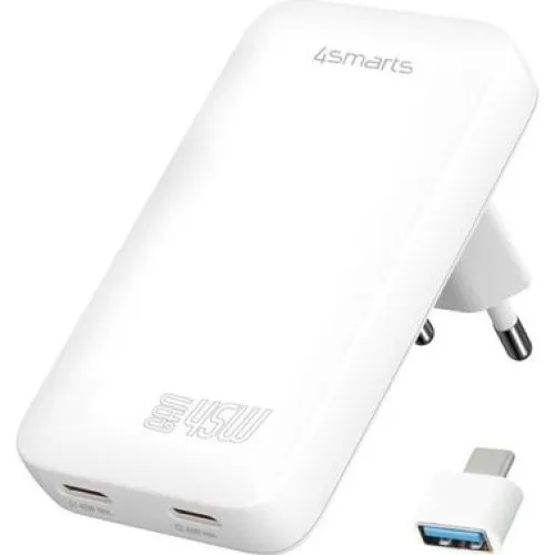 4smarts Slim Dual 45W Fast Charge Wall Charger med Flatplug