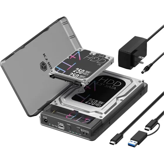 ICY BOX Spade Clone 3882 HDD/SSD-kabinet, sort