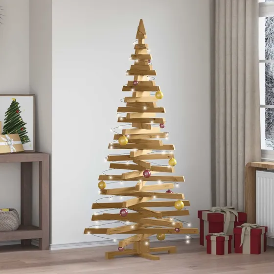 vidaXL Juletræ i massivt fyrretræ, brun, 180 cm med stativ