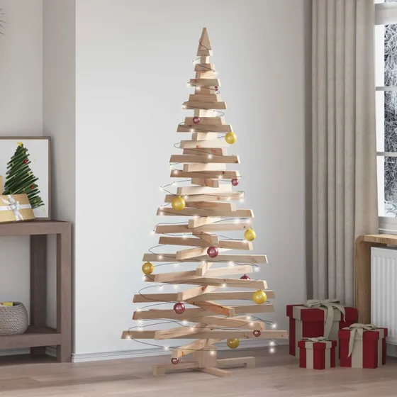 vidaXL Juletræ i massivt fyrretræ med stativ, natur, 180 cm