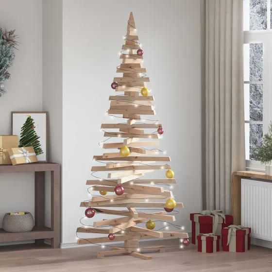 vidaXL Juletræ i massivt fyrretræ, naturfarvet, 210 cm