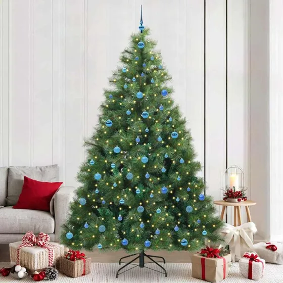 vidaXL Kunstigt Juletræ 240 cm med 300 LED'er - Grøn PE/PVC