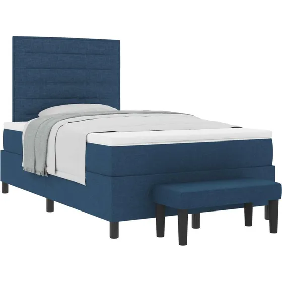vidaXL Boxspring seng med hovedgærde, blå, 120 x 190 cm