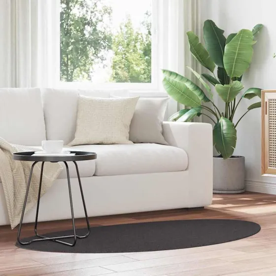 vidaXL Huarte Ovalt Tæppe Antracit 80 x 150 cm Polyester