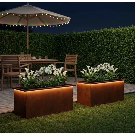 vidaXL Plantekasse med LED i Cortenstål, 2 stk. (40x80x40 cm)