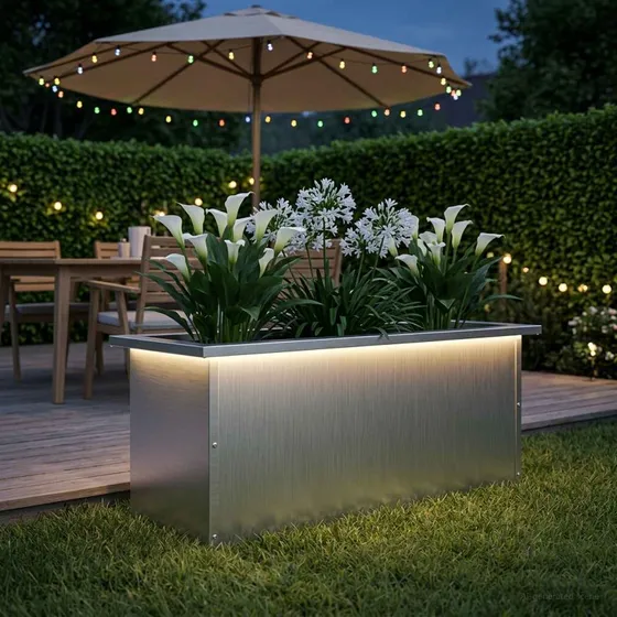 vidaXL Plantekasse med LED Hvid 30 x 80 x 30 cm Stål