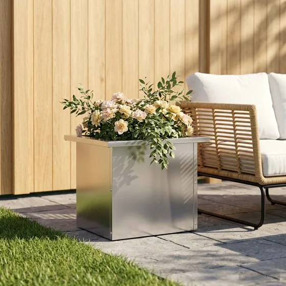 vidaXL Plantekasse med LED Sølv 30x40x30 cm Galvaniseret stål