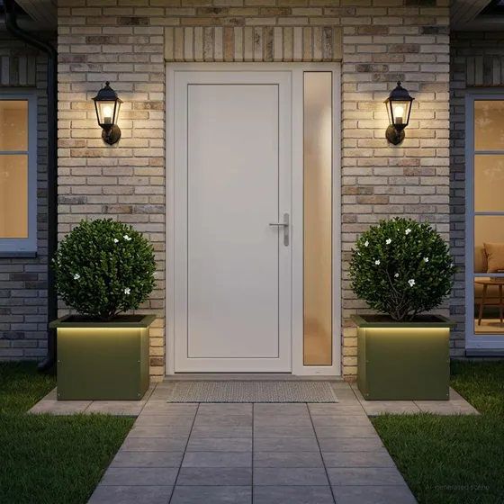 vidaXL Plantekasse med LED 2 stk. Olivengrøn 30x40x30 cm Stål