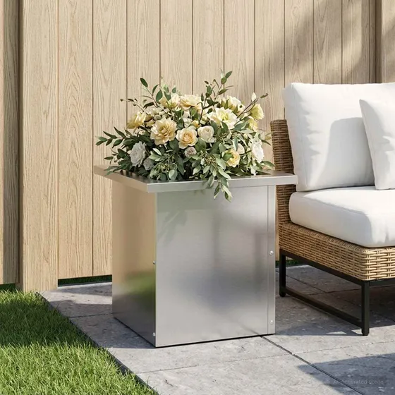 vidaXL Plantekasse med LED Sølv 30x30x30 cm Galvaniseret Stål