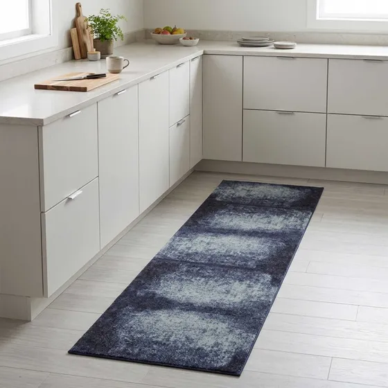 vidaXL Køkkentæppe Blå Skygge 300 x 60 cm - Vaskbar Polyamid
