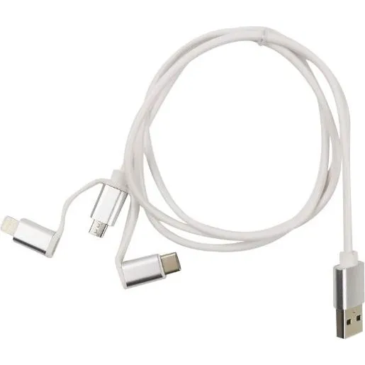 mob:a 3-i-1 USB-A Kabel (Lightning, USB-C, MicroUSB) - 1m - Hvid