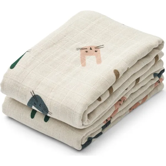 LIEWOOD Lewis Muslin stofble 2-pak – Bunny/Sandy 65x65 cm