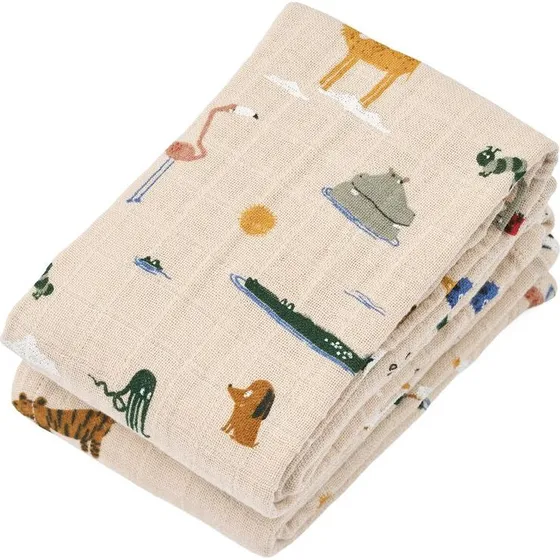 Liewood Lewis 2-pak musselin stofbleer – Around The World/Sandy