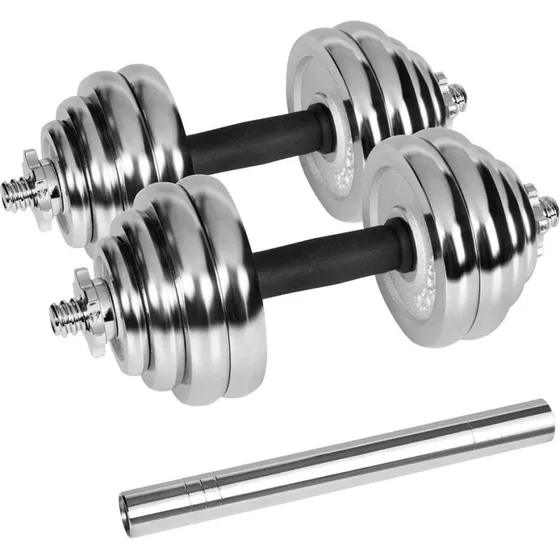 Rebel Justerbare Håndvægte Chrome 30 kg med stang og kuffert