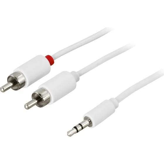 DELTACO Lydkabel 3,5mm til 2xRCA 0,5m - Hvid
