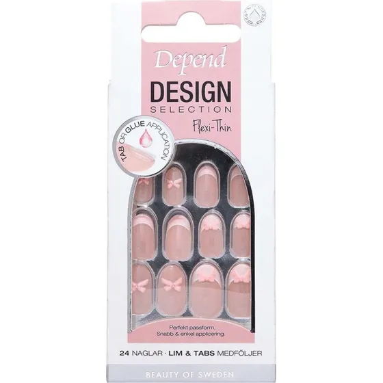 Depend Design Selection Pink Bow Oval - 24 kunstige negle