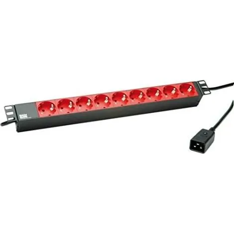 Bachmann 333.937 Stikdåse 19" 9 udtag 2m Sort/Rød
