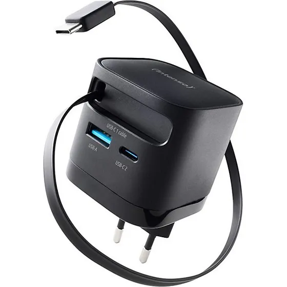 Intenso 7806520 65W GaN Strømforsyningsadapter med USB-C & USB-A