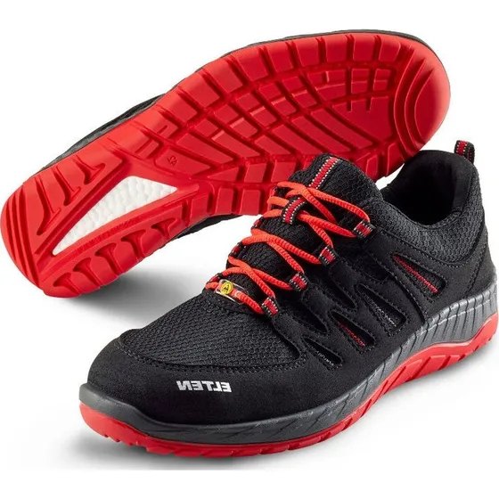 Elten Maddox Black-Red Low S3 ESD Sikkerhedssko (Str. 36)